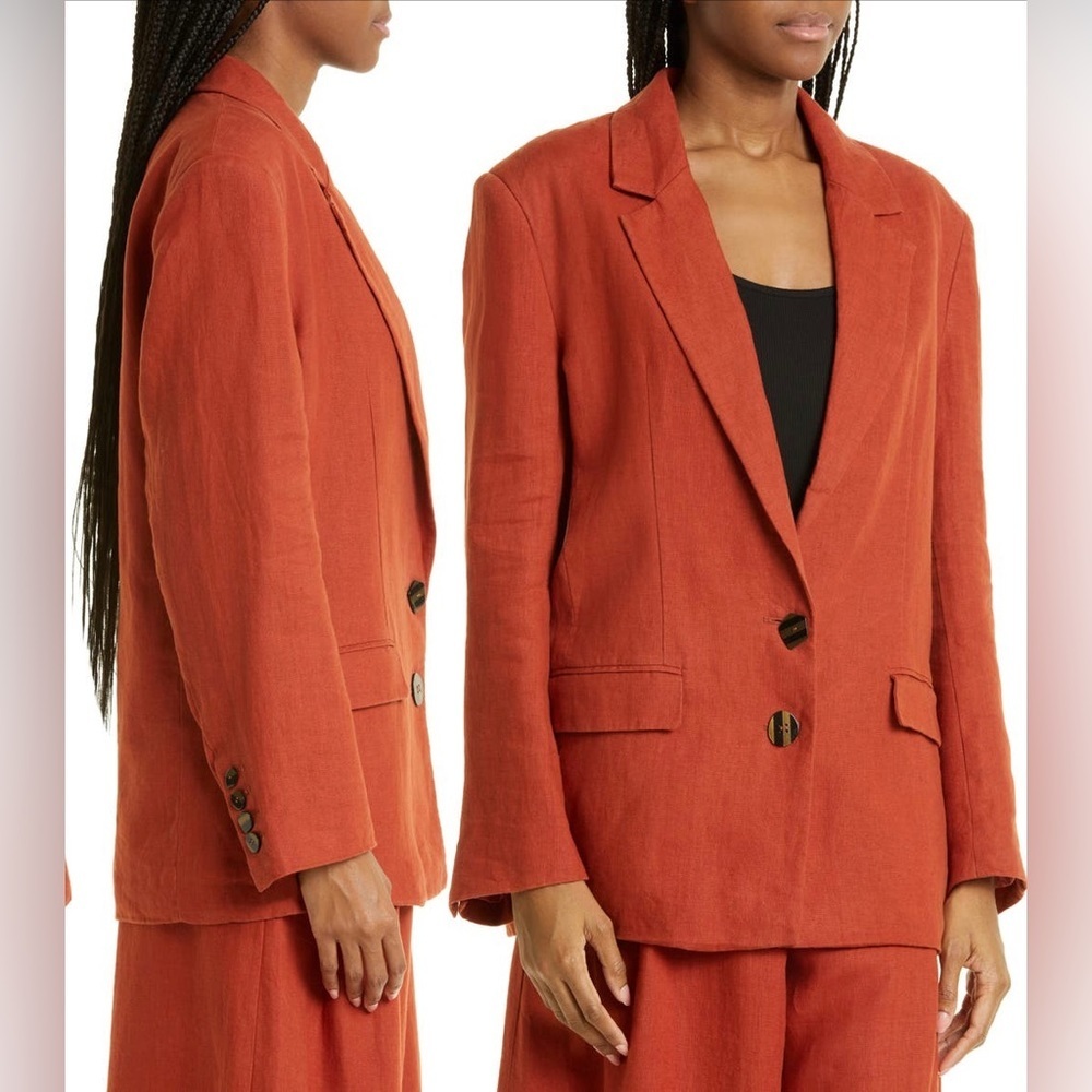 FARM Rio Rust Orange Linen Blazer